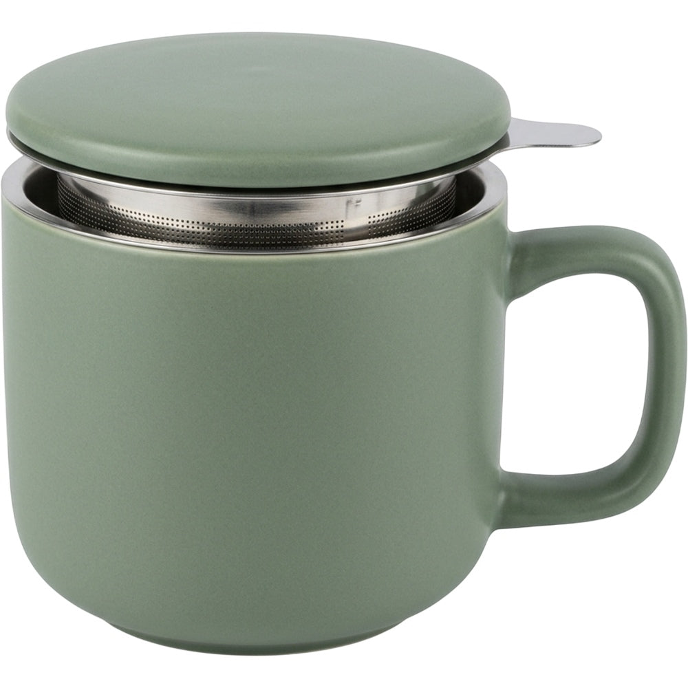 Blocn Ceramic Tea Cup Sage Infuser Lid 14 oz