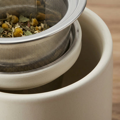 Blocn Ivory Ceramic Tea Mug with Infuser 16 oz