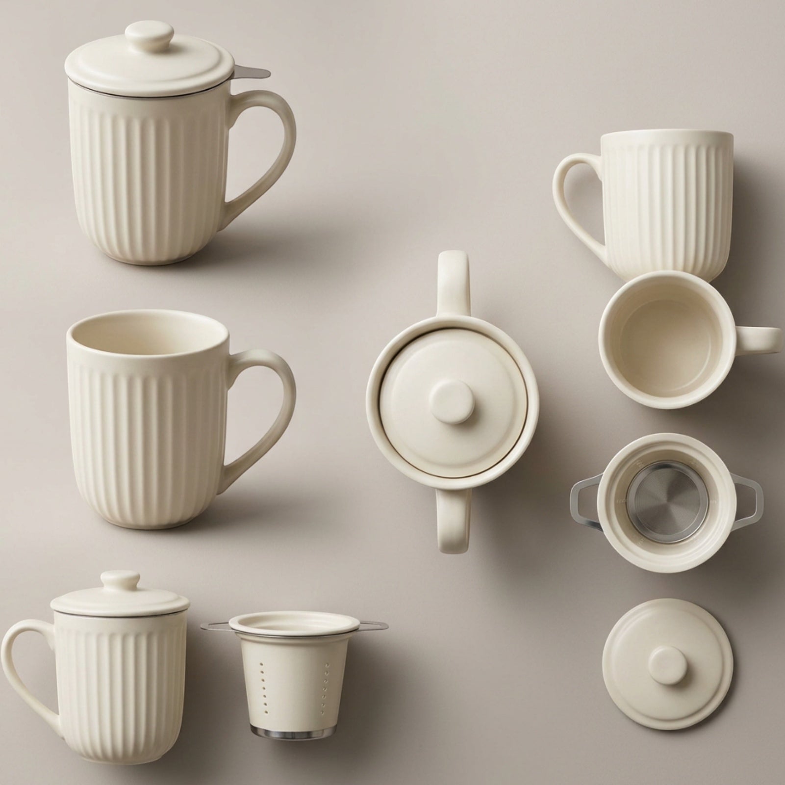 Blocn Ivory Ceramic Tea Mug with Infuser 16 oz