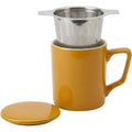 Blocn Latticeleaf Ceramic Tea Mug with Infuser and Lid 12 oz Ochre - Product view