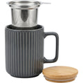 Blocn Ridgewell Ceramic Tea Mug with Infuser and Lid 13.5 oz Charcoal - Product view